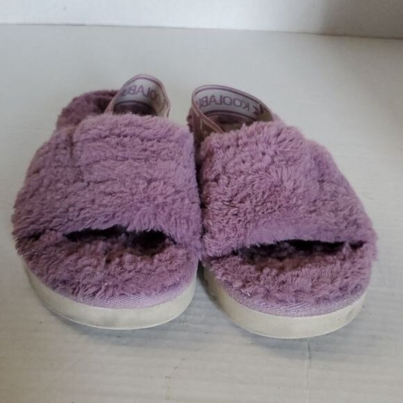 Koolaburra by Ugg Fuzz’n Faux Fur Open Toe Sandal Purple Cozy Slipper Big Kids 4 - Picture 12 of 13